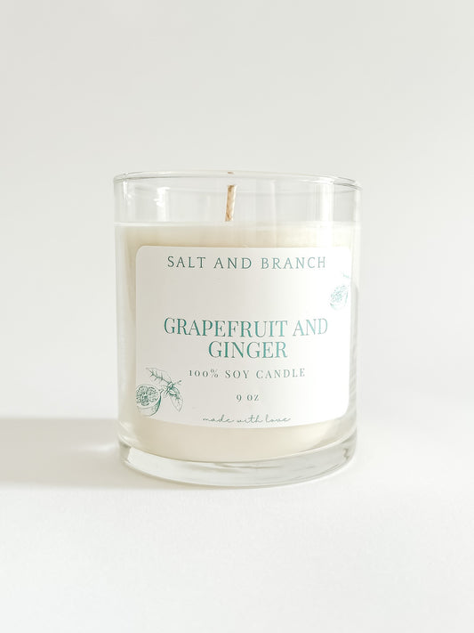 Grapefruit and Ginger Soy Candle - Salt and Branch