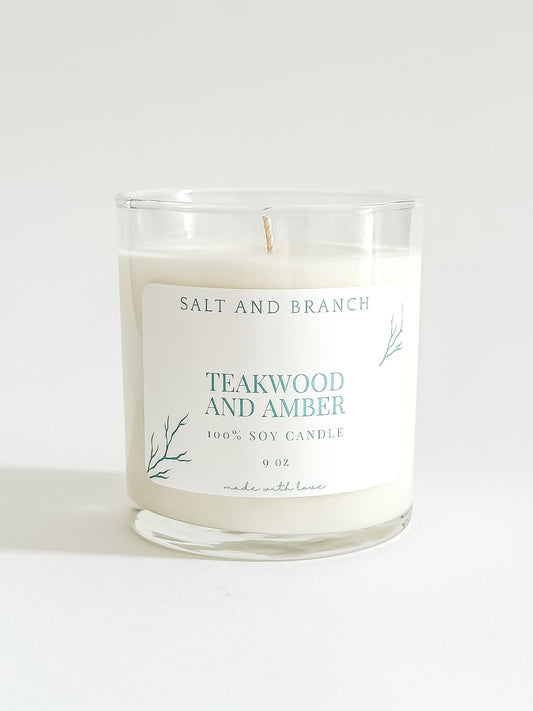 Teakwood and Amber Soy Candle - Salt and Branch