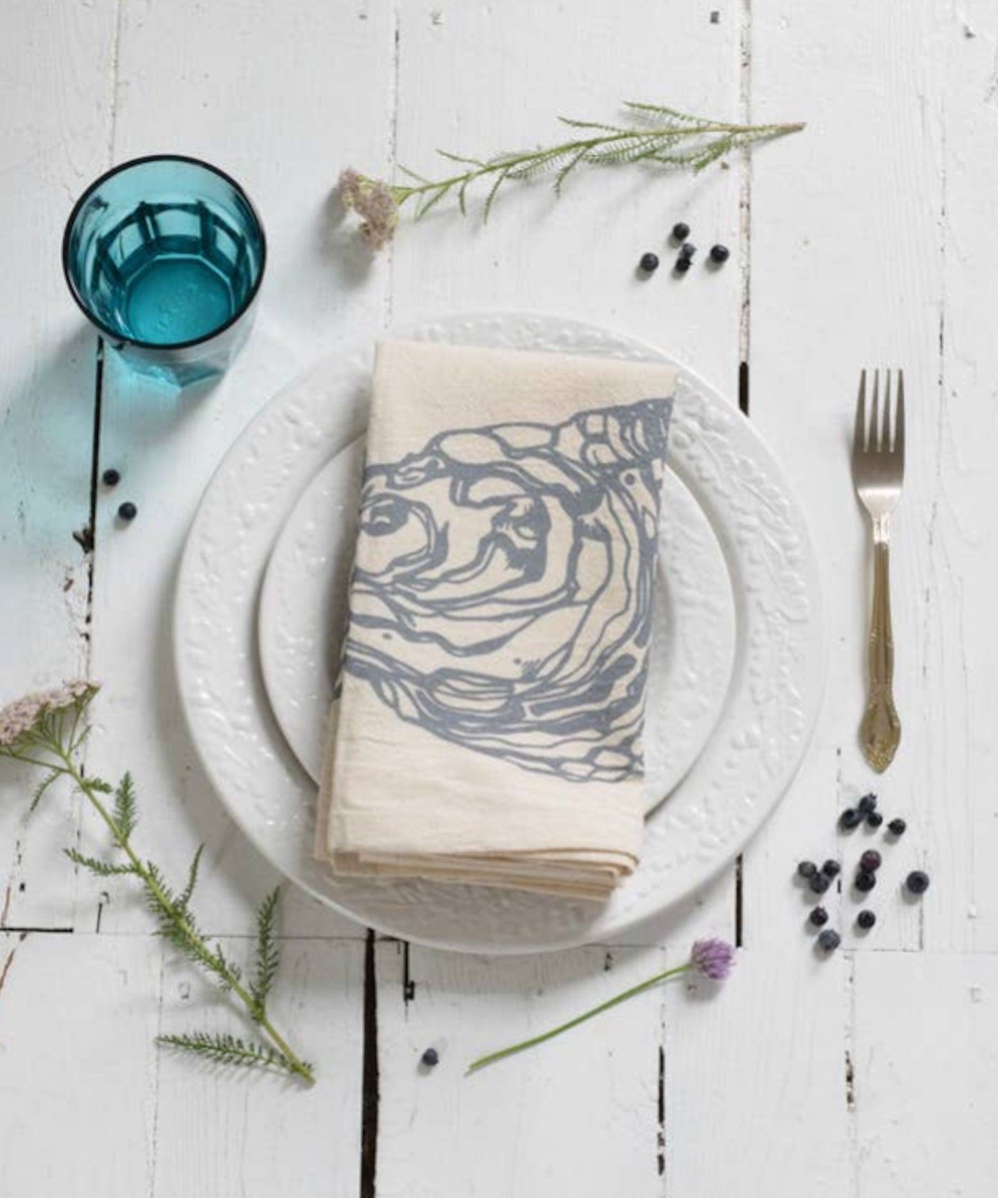 Oyster Tea Towel, Grey - Salt and Branch