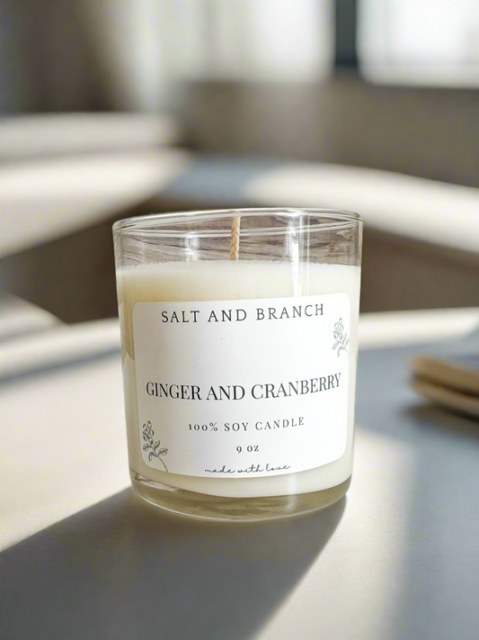 Ginger and Cranberry Soy Candle - Salt and Branch
