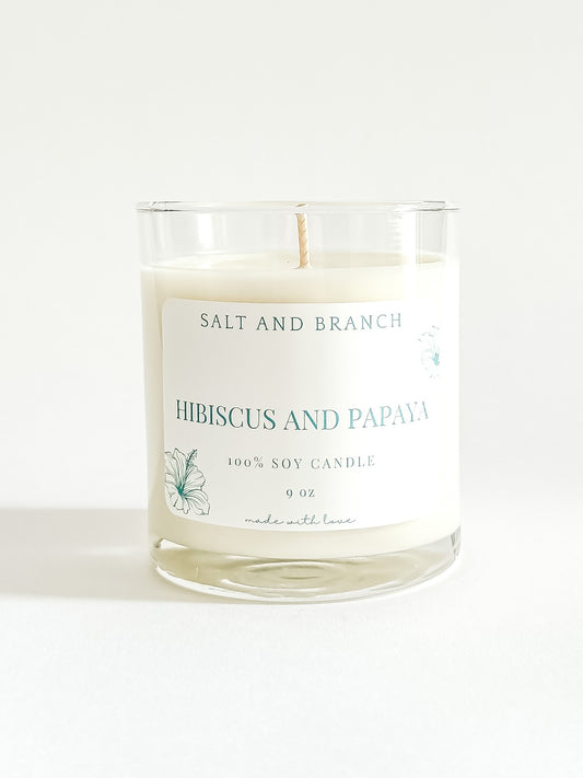 Hibiscus and Papaya Soy Candle - Salt and Branch