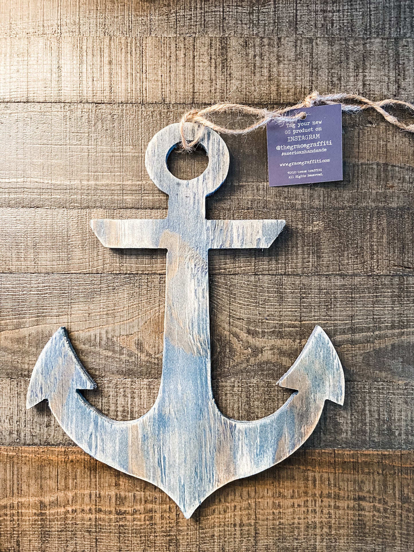 Anchor Wooden Hanger/Navy - Salt and Branch