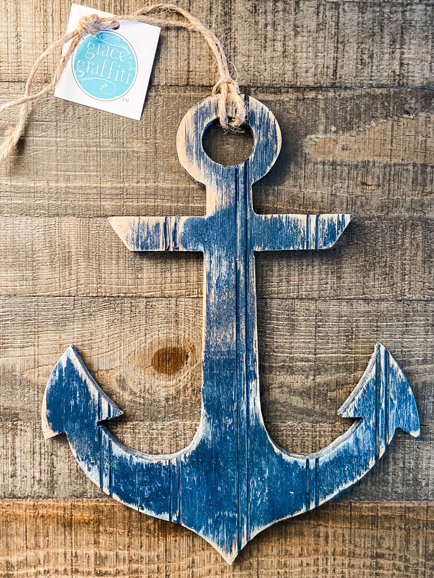 Anchor Wooden Hanger/Navy - Salt and Branch