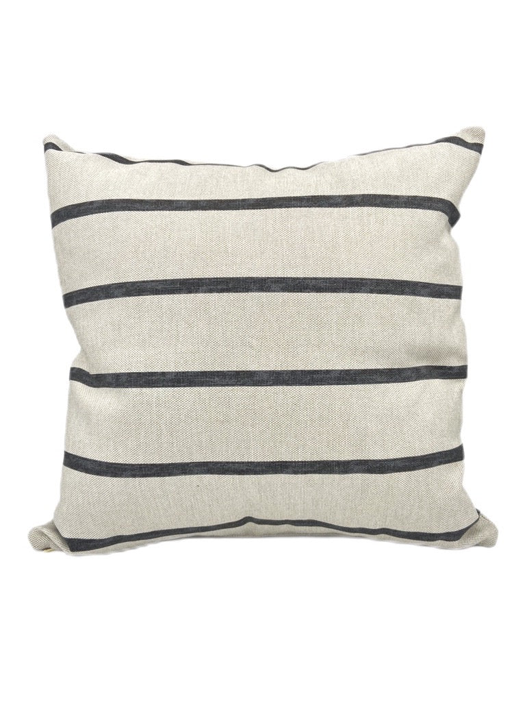 Black and Flax Striped Pillow Cover - Salt and Branch