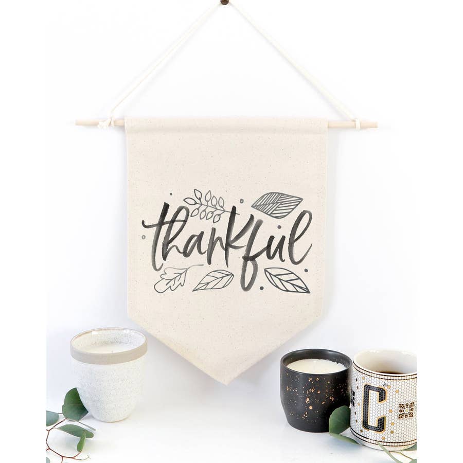 Thankful Hanging Wall Canvas Banner - Salt and Branch