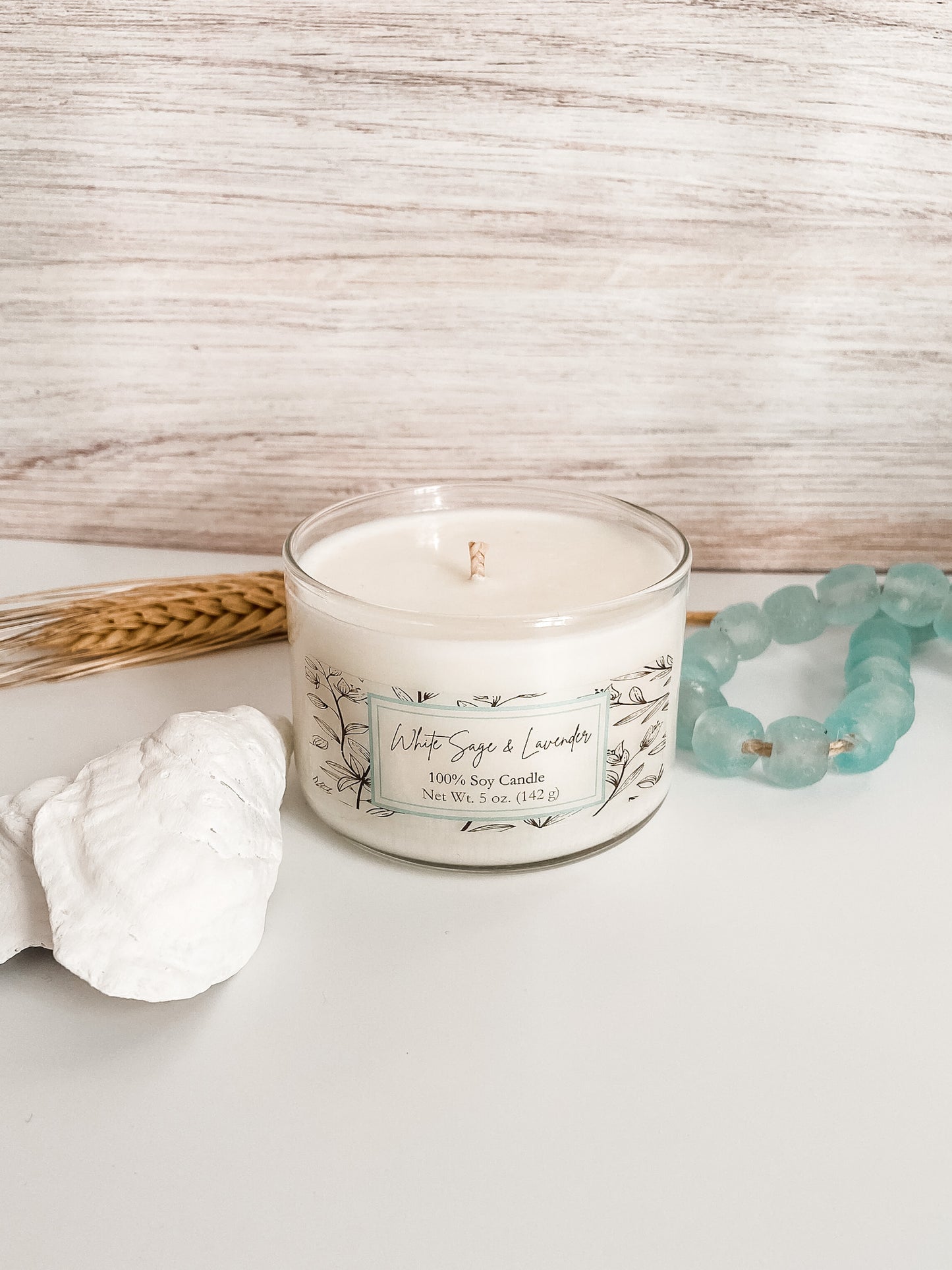 White Sage & Lavender Soy Candle mini glass jar